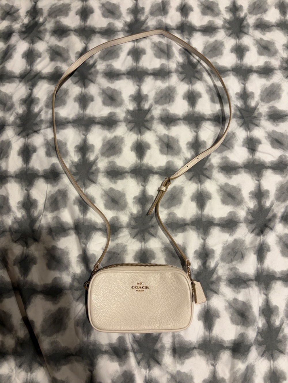 Coach Cream Pebbled Leather Crossbody Bag with Gold Hardware